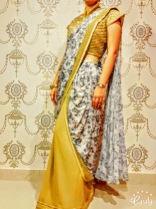 Ready to wear saree with heavy embellished blouse